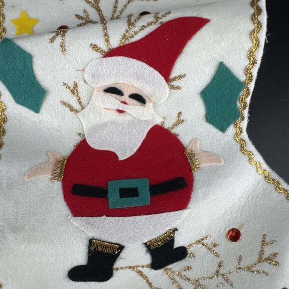 MCM Christmas Stocking Santa Claus Felt Applique Made In Japan 1950s Holiday Lot - Picture 2 of 15